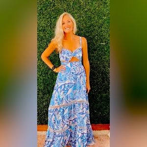 Southern Frock Molly Crop Top Blue Nautical Print Coastal Chic Cute